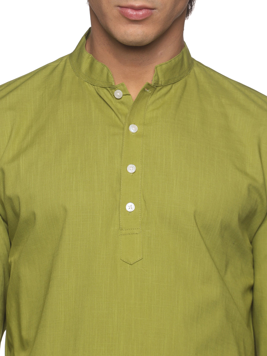 MENS SLUB COTTON LONG KURTA WITH PANCHAKAJAM