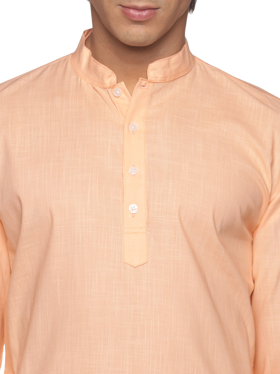 MENS SLUB COTTON LONG KURTA WITH PANCHAKAJAM