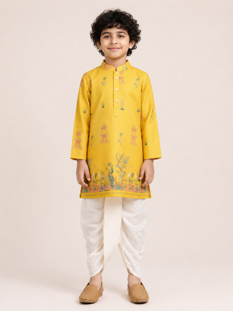 Boys Printed Kurta Dhoti Set