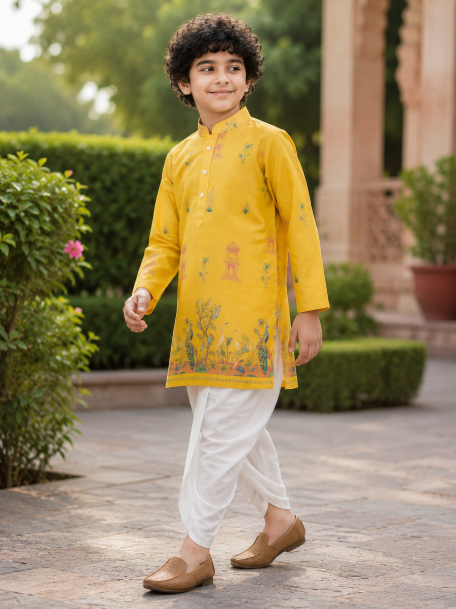 Boys Printed Kurta Dhoti Set