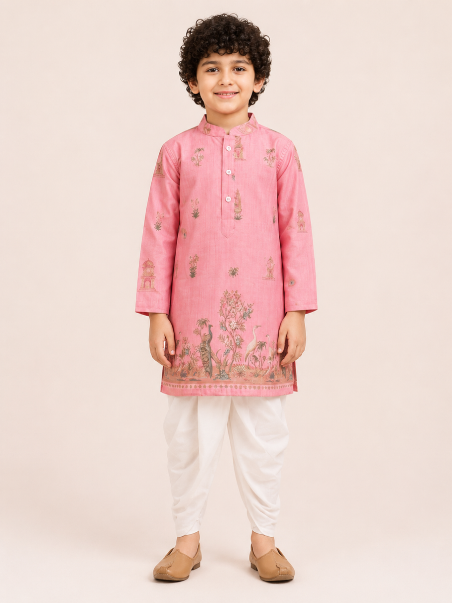 Boys Printed Kurta Dhoti Set
