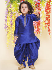 Sethukrishna Boys Slub Dupion Embroidered Kurta and Patiala Pant Set