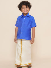 Boys Blue Colour Polyester Shirt