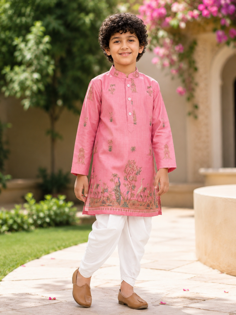 Boys Printed Kurta Dhoti Set