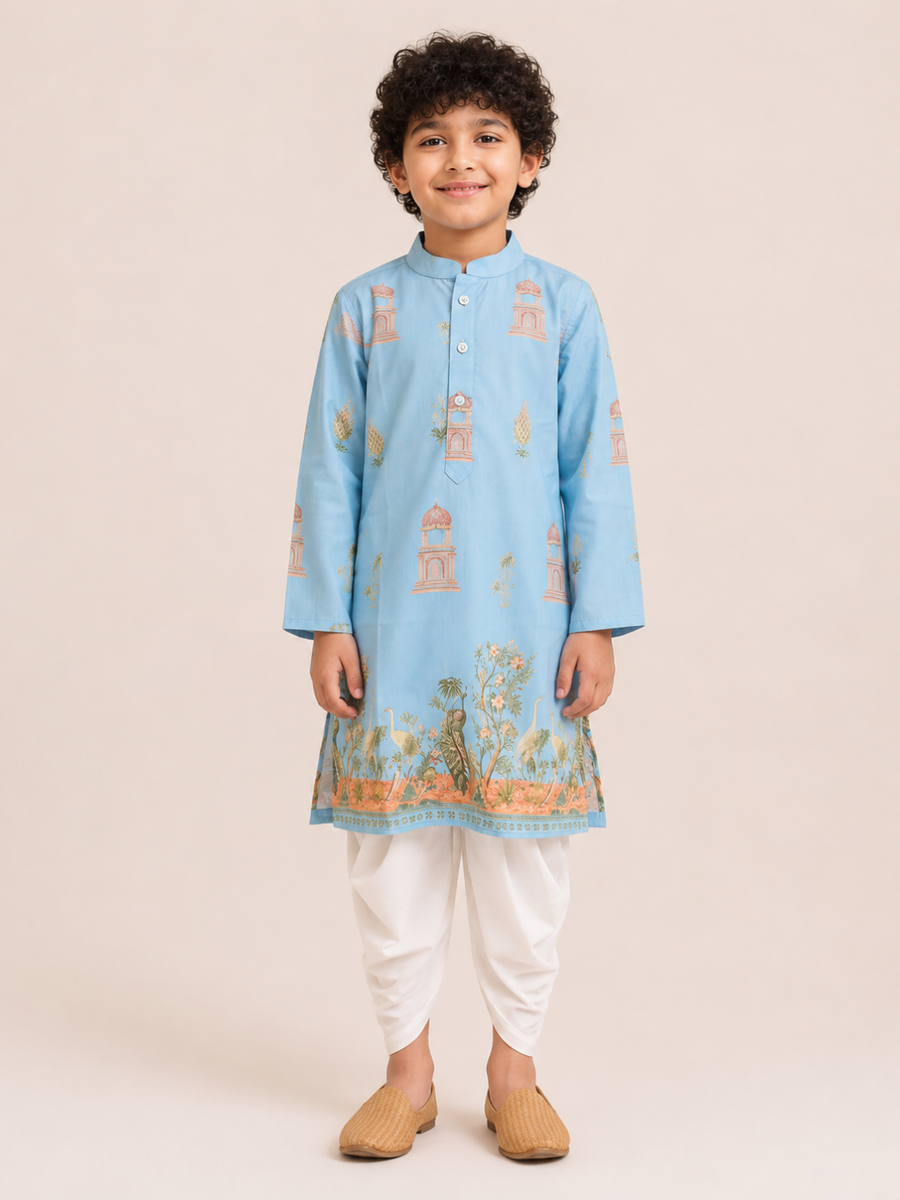 Boys Printed Kurta Dhoti Set