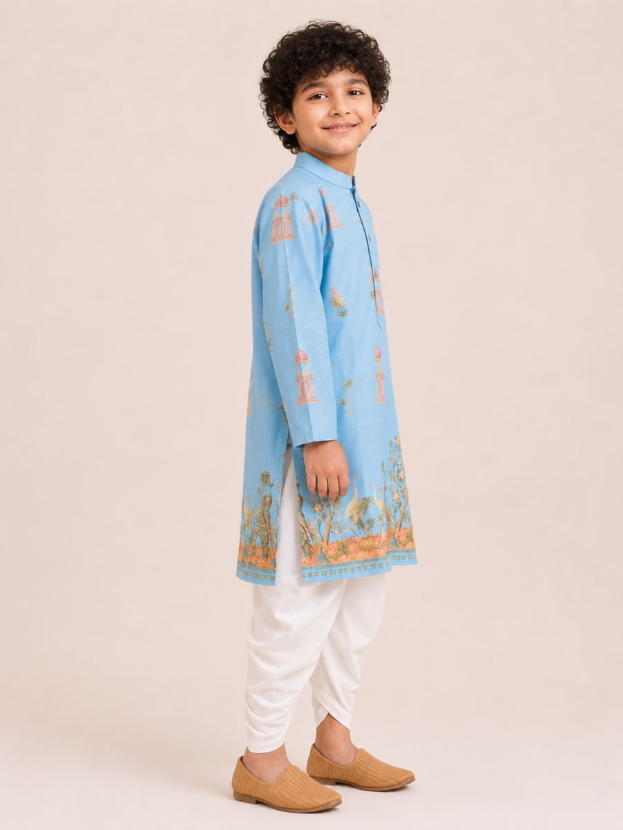 Boys Printed Kurta Dhoti Set