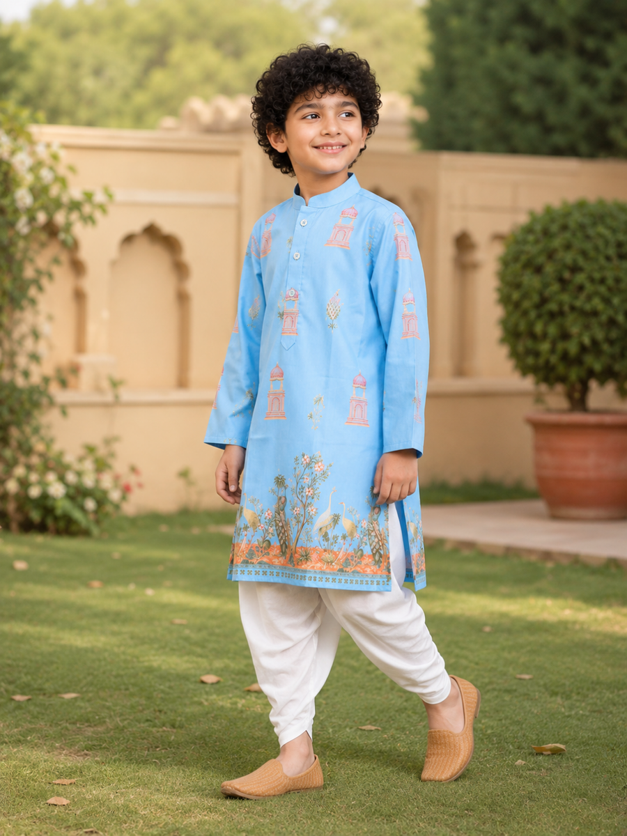 Boys Printed Kurta Dhoti Set