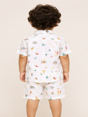 Boys White Printed Co-Ord Set