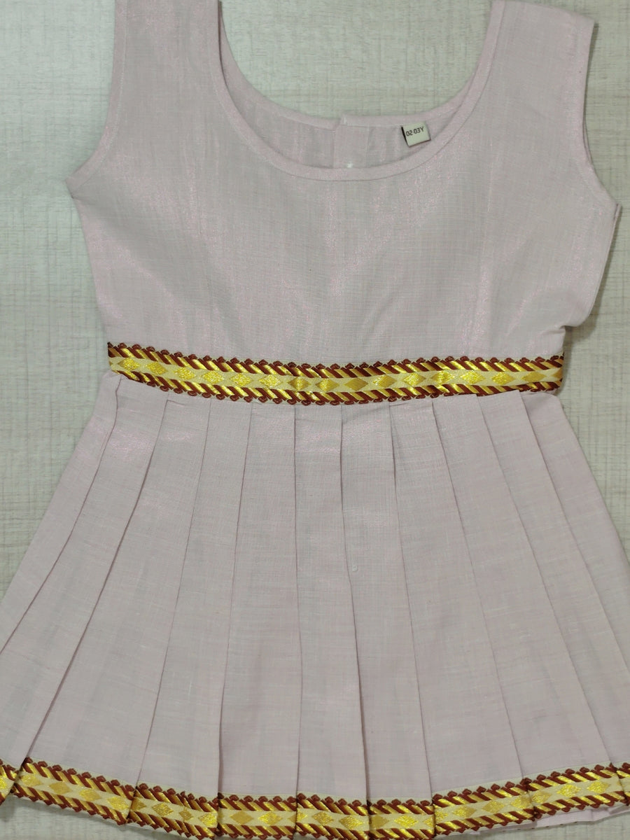 Girls Solid Color Ethnic Pavadai Set