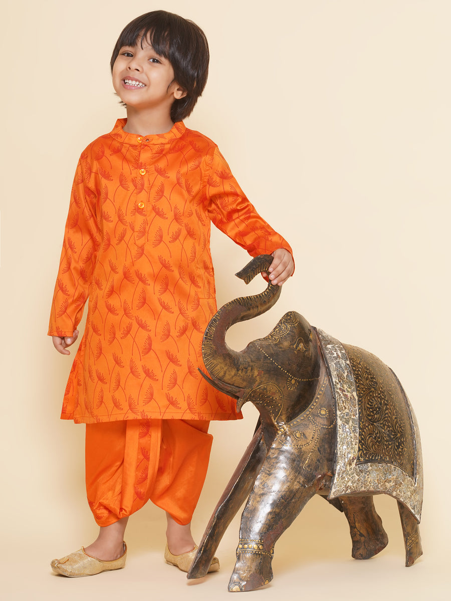 Boys Flower Design Printed Kurta 