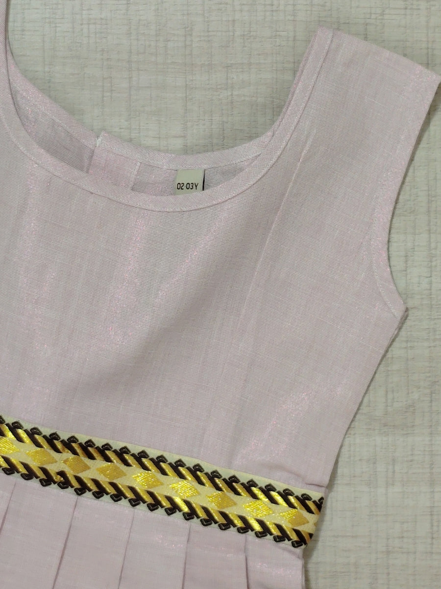 Girls Solid Color Ethnic Pavadai Set