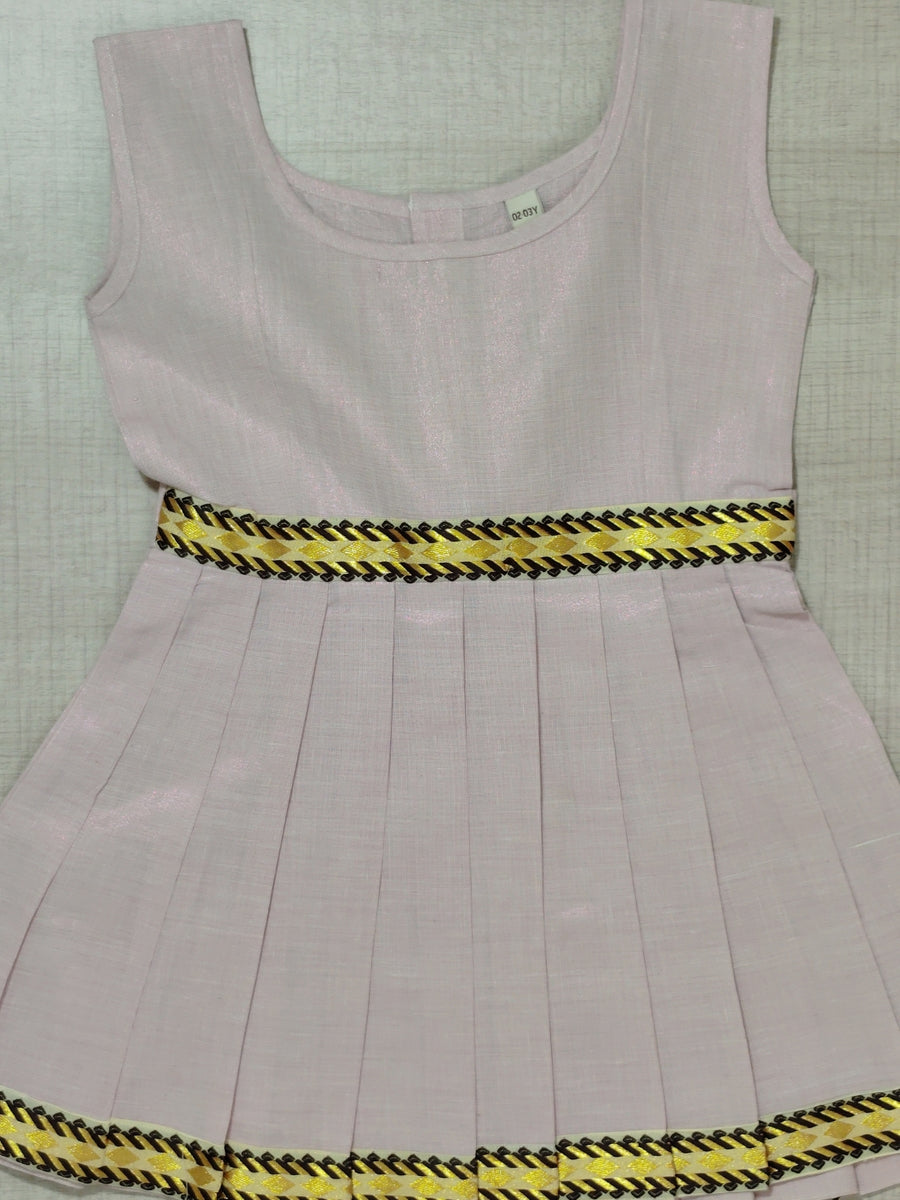 Girls Solid Color Ethnic Pavadai Set