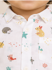 Boys White Printed Co-Ord Set
