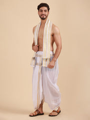 Men Ready to wear cotton Dhoti pant with Angavastram