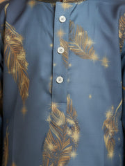 Boys Vibrant Digital Printed Kurta - Dusty Blue