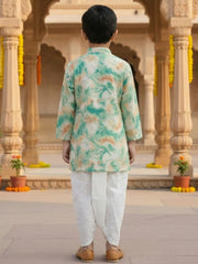 Boys Vibrant Digital Printed Kurta Pyjama Set - Sage Green