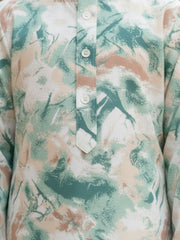 Boys Vibrant Digital Printed Kurta - Sage Green