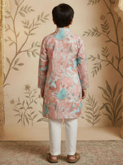Boys Vibrant Digital Printed Kurta - Pastel Peach