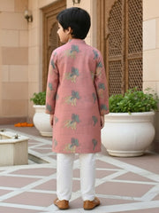 Boys Vibrant Digital Printed Kurta Pyjama Set - Dusty Mauve