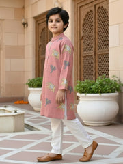 Boys Vibrant Digital Printed Kurta Pyjama Set - Dusty Mauve