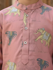 Boys Vibrant Digital Printed Kurta - Dusty Mauve
