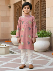 Boys Vibrant Digital Printed Kurta - Dusty Mauve