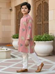 Boys Vibrant Digital Printed Kurta - Dusty Mauve