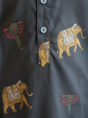 Boys Vibrant Digital Printed Kurta - Slate Grey