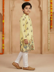 Boys Vibrant Digital Printed Kurta - Pastel Yellow