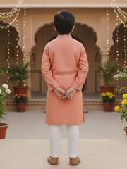 Boys Vibrant Digital Printed Kurta Pyjama Set - Peach