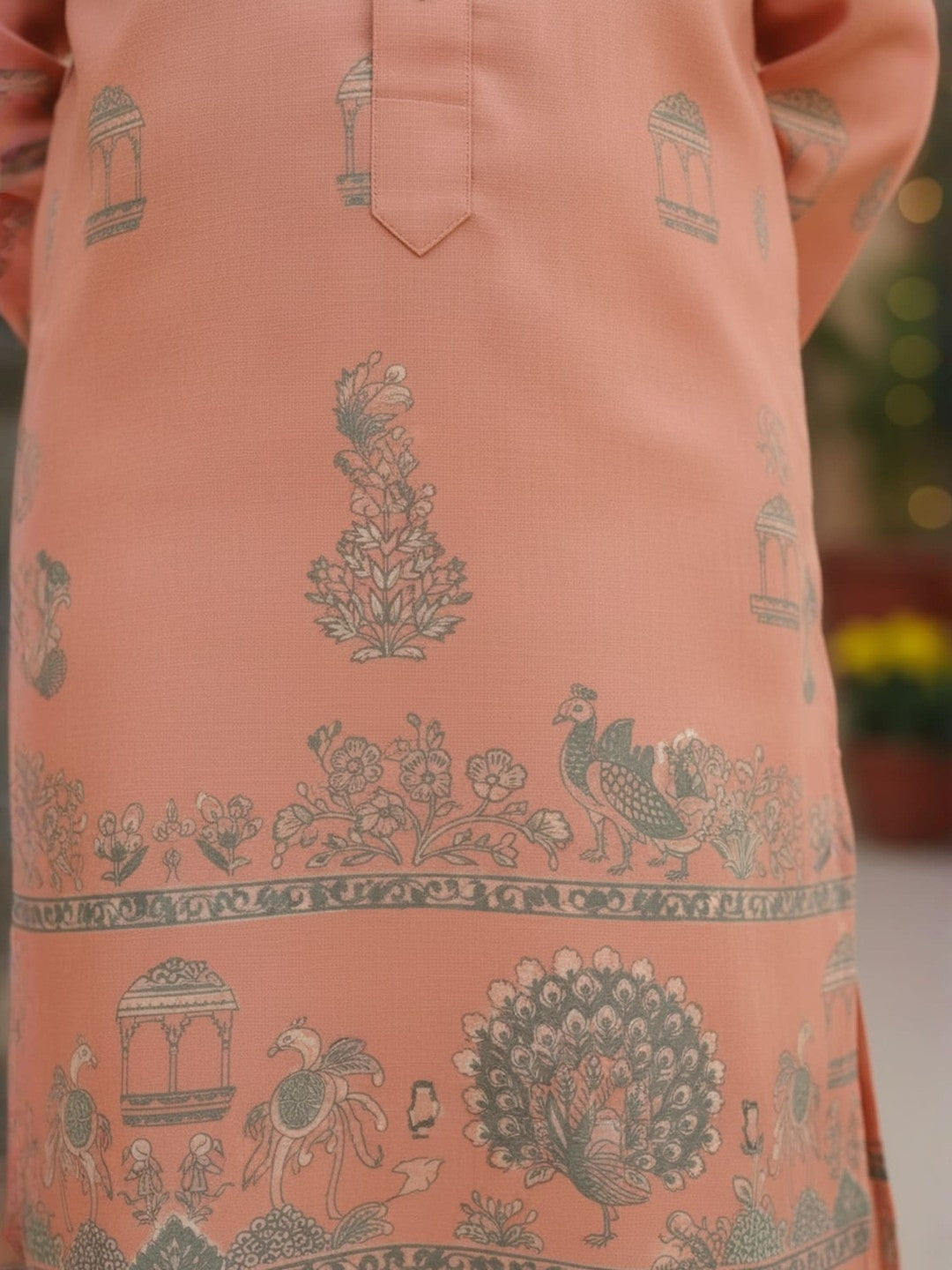 Boys Vibrant Digital Printed Kurta - Peach