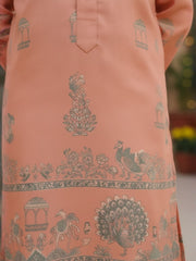 Boys Vibrant Digital Printed Kurta - Peach