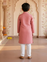 Boys Vibrant Digital Printed Kurta - Salmon Pink