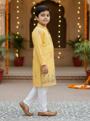 Boys Vibrant Digital Printed Kurta - Yellow