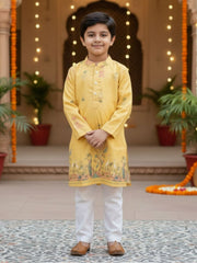 Boys Vibrant Digital Printed Kurta - Yellow