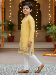 Boys Vibrant Digital Printed Kurta - Yellow