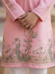 Boys Vibrant Digital Printed Kurta - Petal Pink
