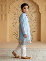 Boys Vibrant Digital Printed Kurta - Sky Blue