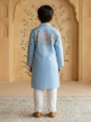 Boys Vibrant Digital Printed Kurta - Sky Blue