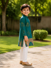 Boys Traditional Kurta Pyjama Set - Green (Style BK138)