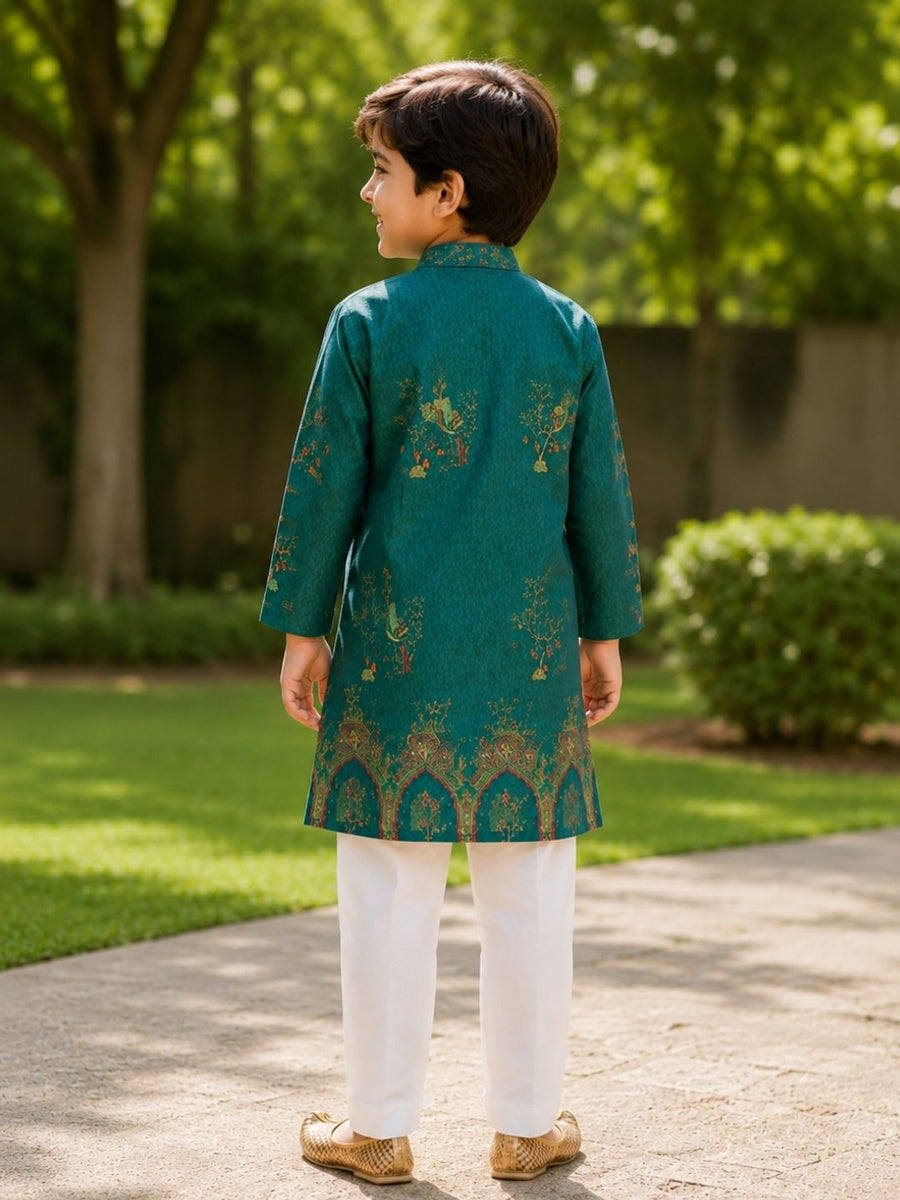 Boys Traditional Kurta Pyjama Set - Green (Style BK138)
