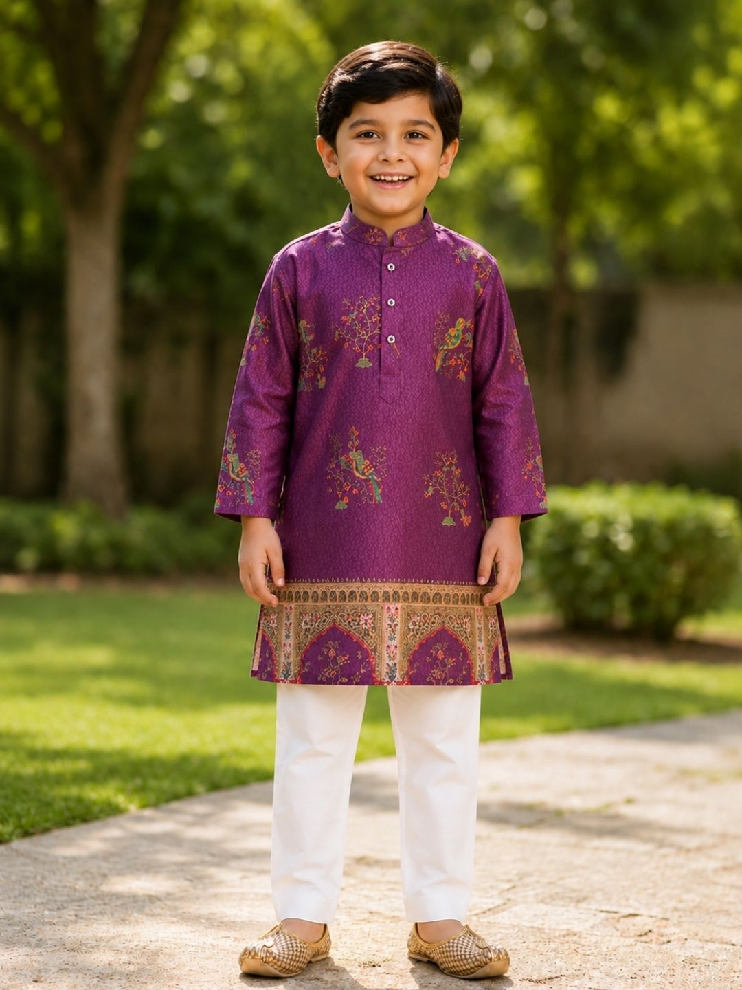 Boys Traditional Kurta Pyjama Set - Purple (Style BK139)