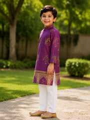 Boys Traditional Kurta Pyjama Set - Purple (Style BK139)