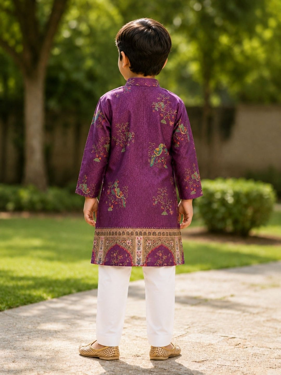 Boys Traditional Kurta Pyjama Set - Purple (Style BK139)