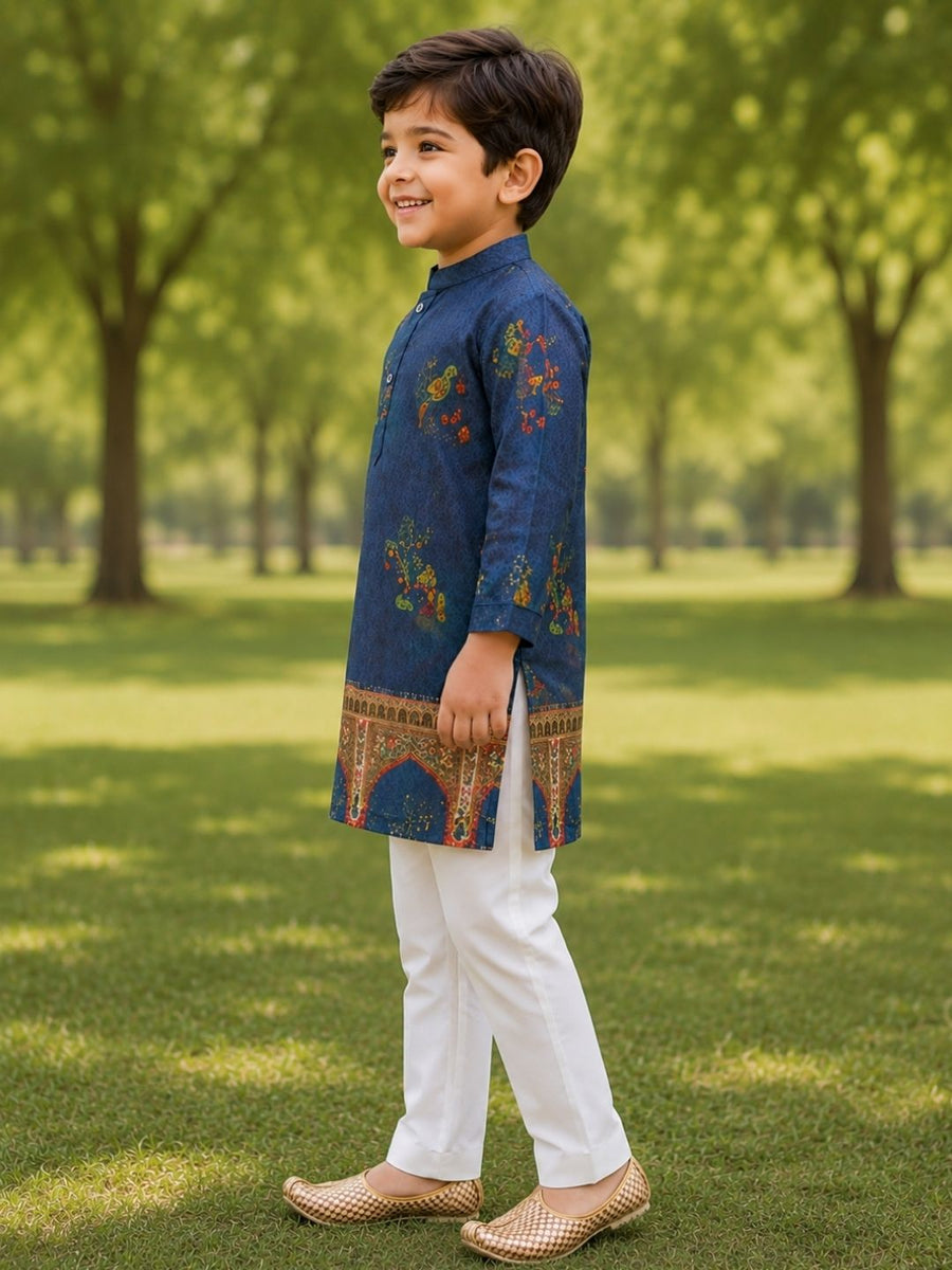 Boys Traditional Kurta Pyjama Set - Blue (Style BK140)