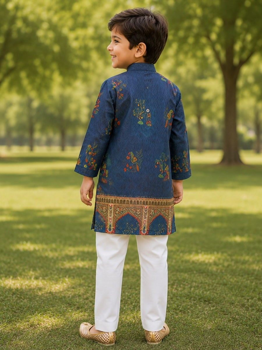 Boys Traditional Kurta Pyjama Set - Blue (Style BK140)