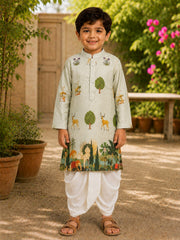 Boys Festive Kurta Dhotipant Set - Off White (Style BK142)