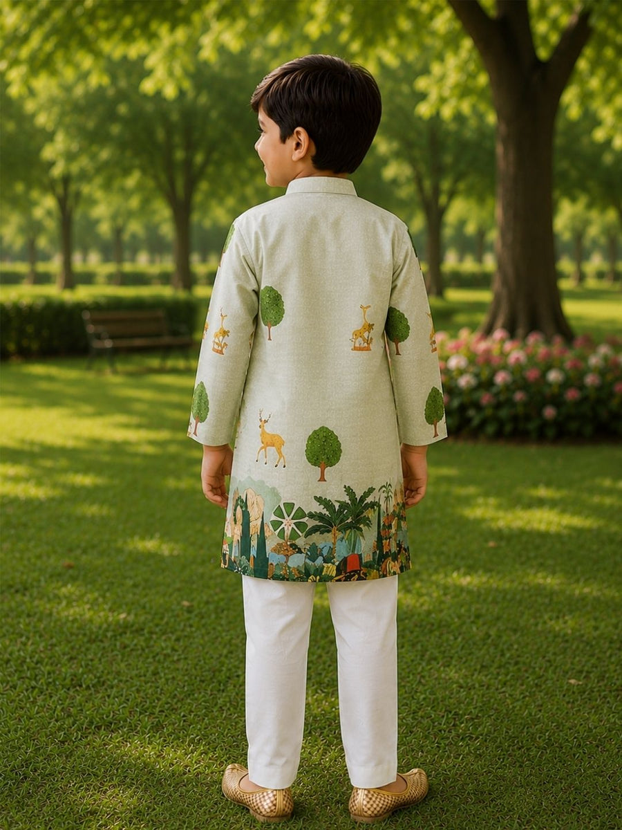 Boys Traditional Kurta Pyjama Set - Off White (Style BK142)