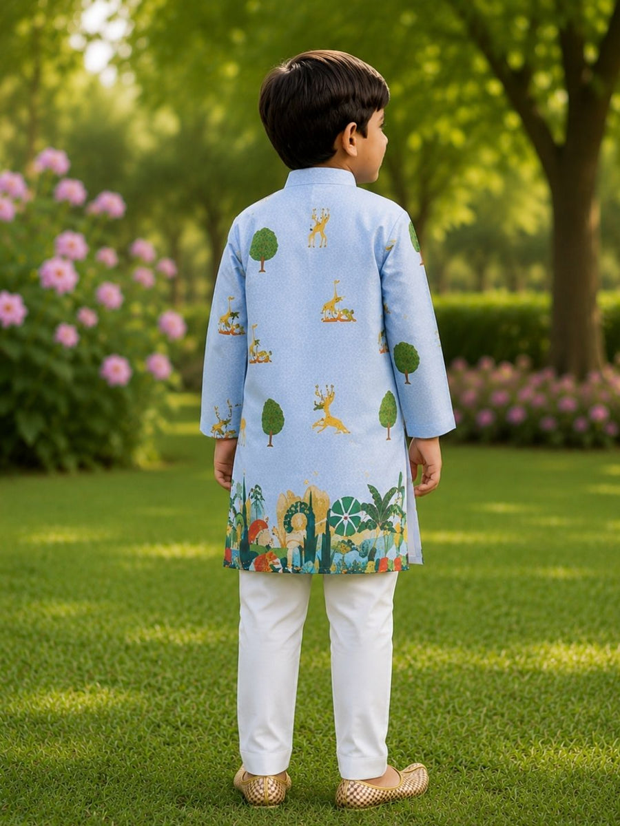 Boys Traditional Kurta Pyjama Set - Light Blue (Style BK143)