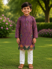 Boys Traditional Kurta Pyjama Set - Purple (Style BK144)